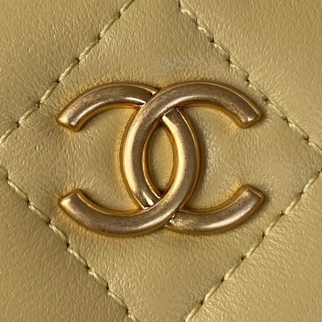 CHANEL SMALL VANITY WITH CHAIN Lambskin & Gold-Tone Metal AP2931 light yellow