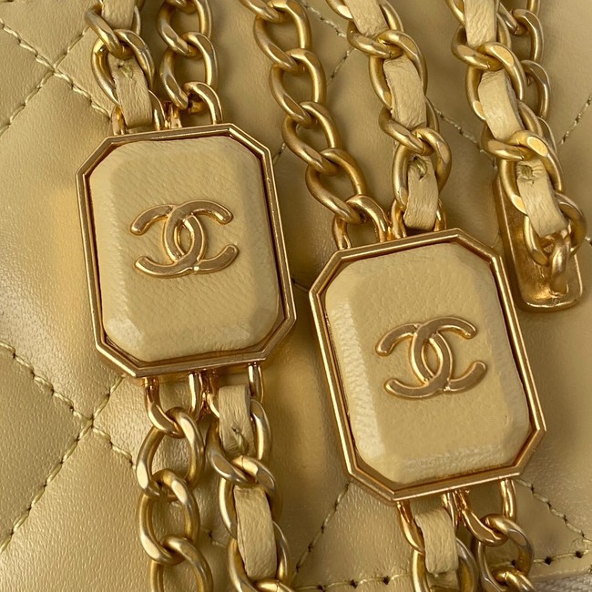 CHANEL SMALL VANITY WITH CHAIN Lambskin & Gold-Tone Metal AP2931 light yellow