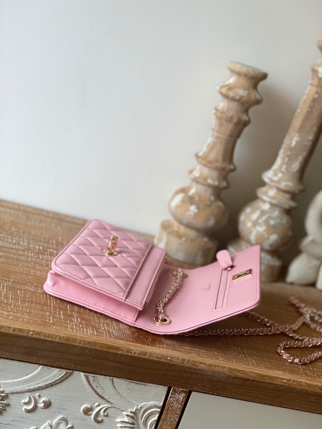 CHANEL WALLET ON CHAIN Lambskin & Gold-Tone Metal 88632 pink