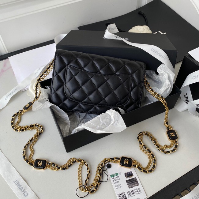 CHANEL WALLET ON CHAIN Lambskin & Gold-Tone Metal AP2923 black