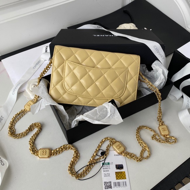 CHANEL WALLET ON CHAIN Lambskin & Gold-Tone Metal AP2923 light yellow