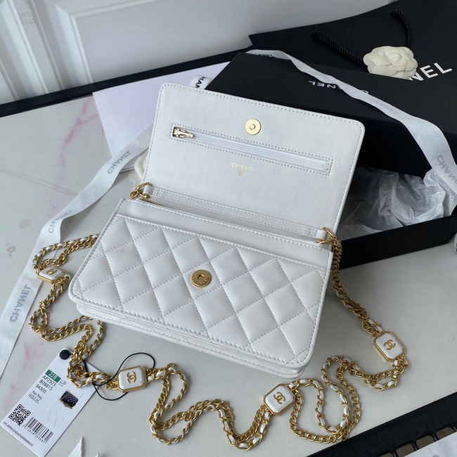 CHANEL WALLET ON CHAIN Lambskin & Gold-Tone Metal AP2923 white