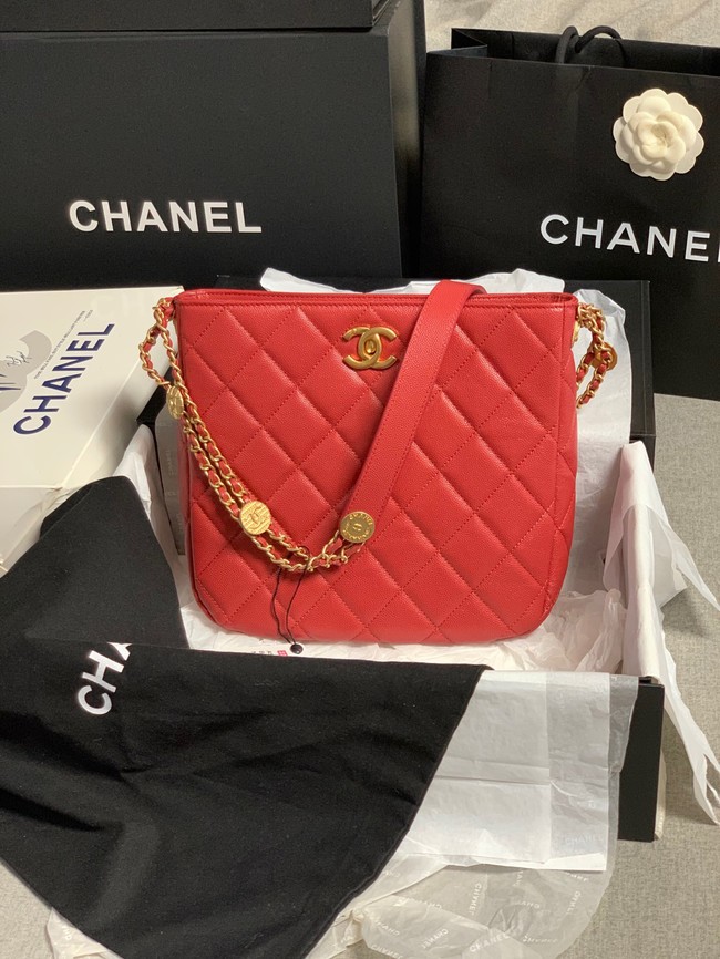 Chanel SMALL SHOPPING BAG AS3400 red