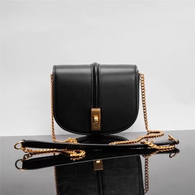 Celine TEEN CHAIN BESACE TRIOMPHE IN SHINY CALFSKIN 10G453 black