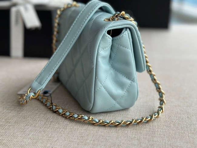 Chanel MINI FLAP BAG Lambskin & Gold-Tone Metal AS3473 Light Blue