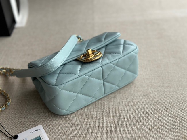 Chanel MINI FLAP BAG Lambskin & Gold-Tone Metal AS3473 Light Blue