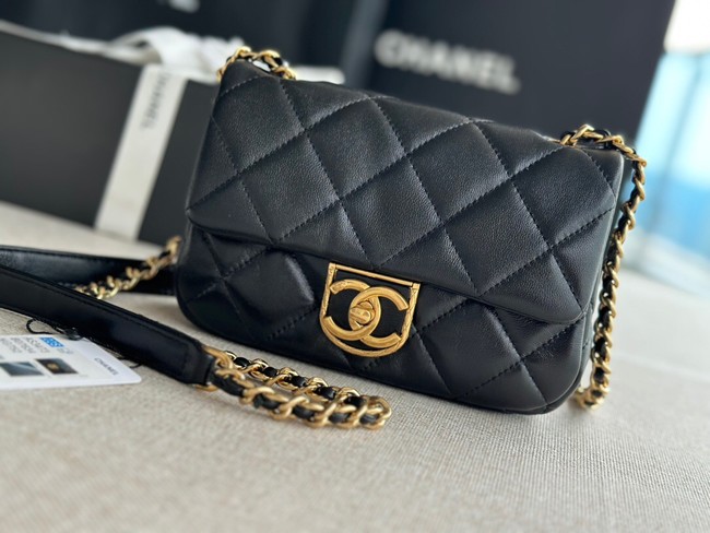 Chanel MINI FLAP BAG Lambskin & Gold-Tone Metal AS3473 black