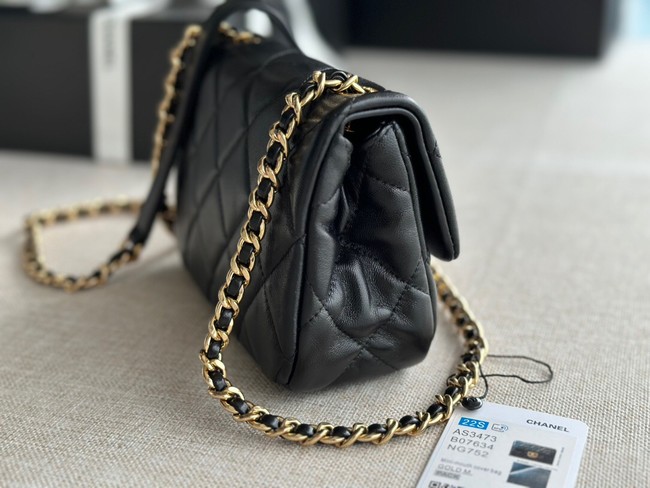 Chanel MINI FLAP BAG Lambskin & Gold-Tone Metal AS3473 black