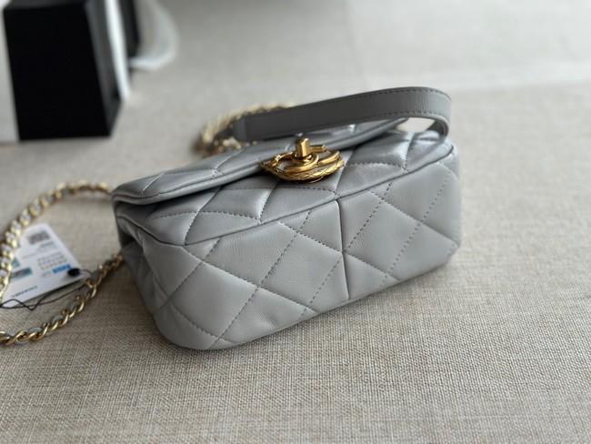 Chanel MINI FLAP BAG Lambskin & Gold-Tone Metal AS3473 gray