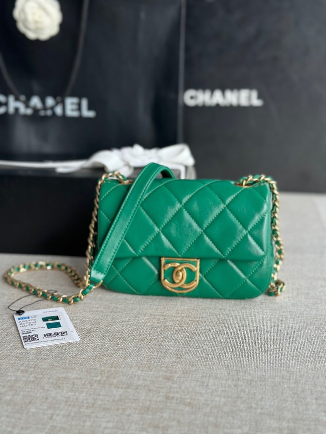 Chanel MINI FLAP BAG Lambskin & Gold-Tone Metal AS3473 green