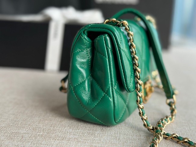 Chanel MINI FLAP BAG Lambskin & Gold-Tone Metal AS3473 green