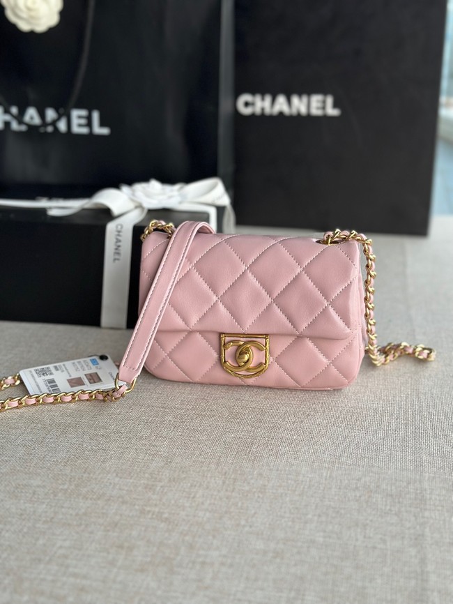 Chanel MINI FLAP BAG Lambskin & Gold-Tone Metal AS3473 pink