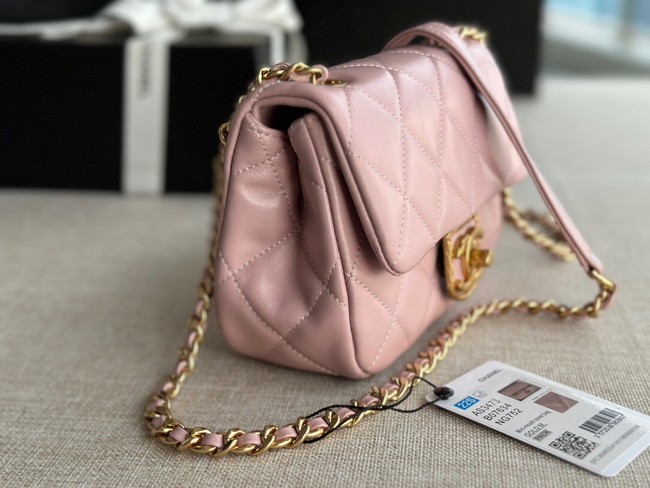 Chanel MINI FLAP BAG Lambskin & Gold-Tone Metal AS3473 pink