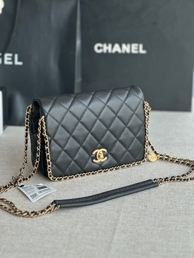 Chanel SMALL Flap Bag Grained Calfskin & Gold-Tone Metal AS3467 black