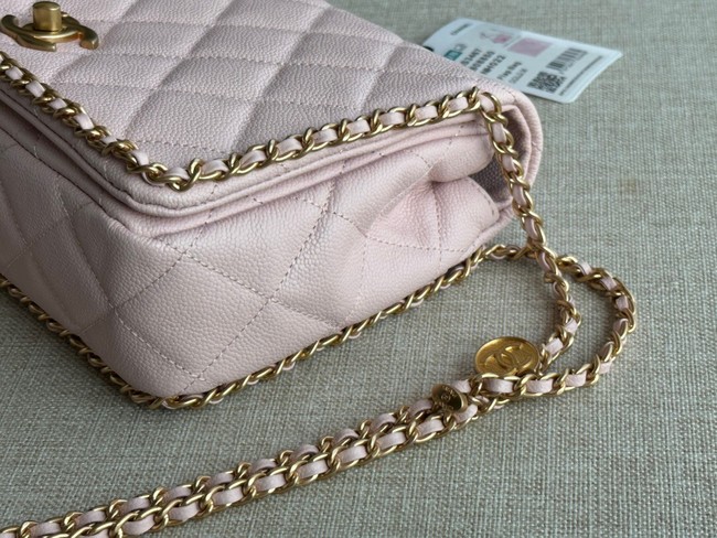 Chanel SMALL Flap Bag Grained Calfskin & Gold-Tone Metal AS3467 pink