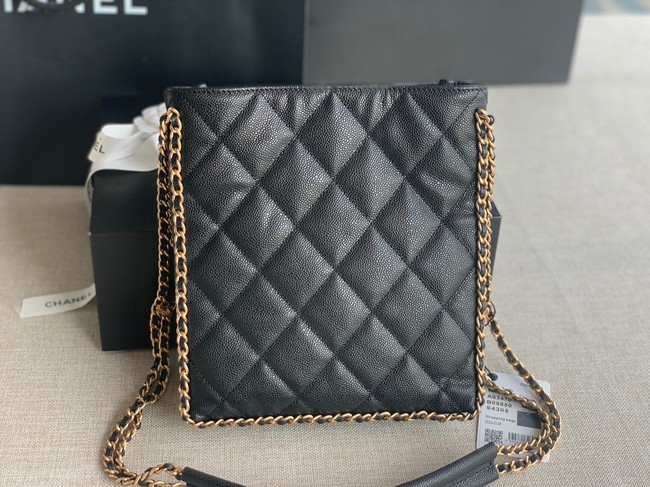 Chanel SMALL SHOPPING BAG Grained Calfskin & Gold-Tone Metal AS3470 black