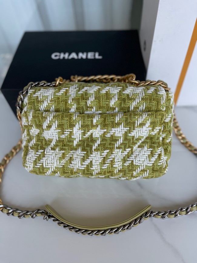 CHANEL 19 LARGE HANDBAG AS1160 Green & Ecru