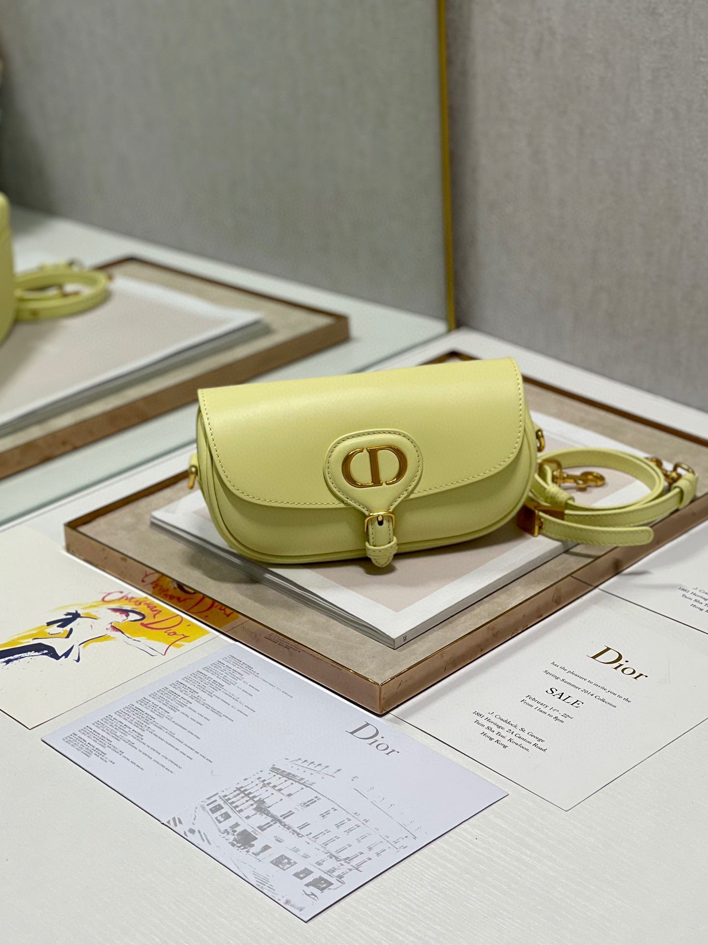 DIOR BOBBY EAST-WEST BAG Box Calfskin M9317S Lemon