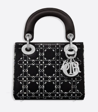 MINI LADY DIOR BAG Strass Cannage Satin M0500P black