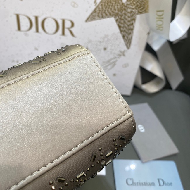 MINI LADY DIOR BAG Strass Cannage Satin M0500P gray