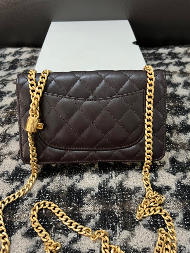 Chanel WALLET ON CHAIN Lambskin & Gold-Tone Metal AP3043 Black