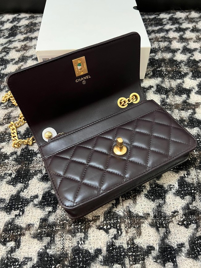 Chanel WALLET ON CHAIN Lambskin & Gold-Tone Metal AP3043 Black