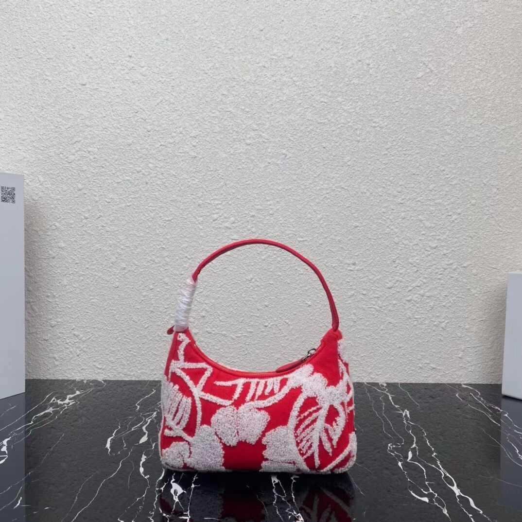 Prada Re-Edition 2000 embroidered drill mini bag 1NE515 red