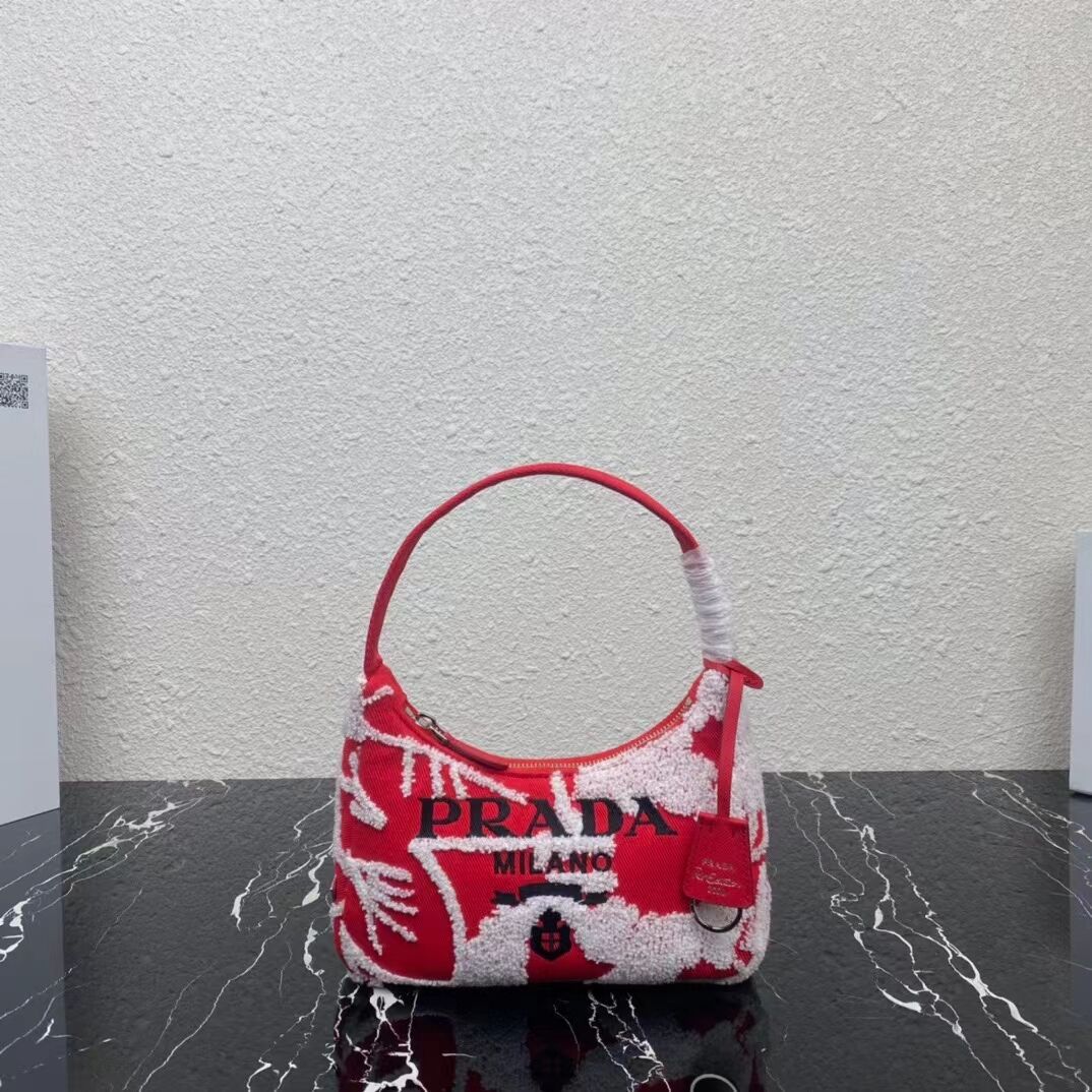 Prada Re-Edition 2000 embroidered drill mini bag 1NE515 red