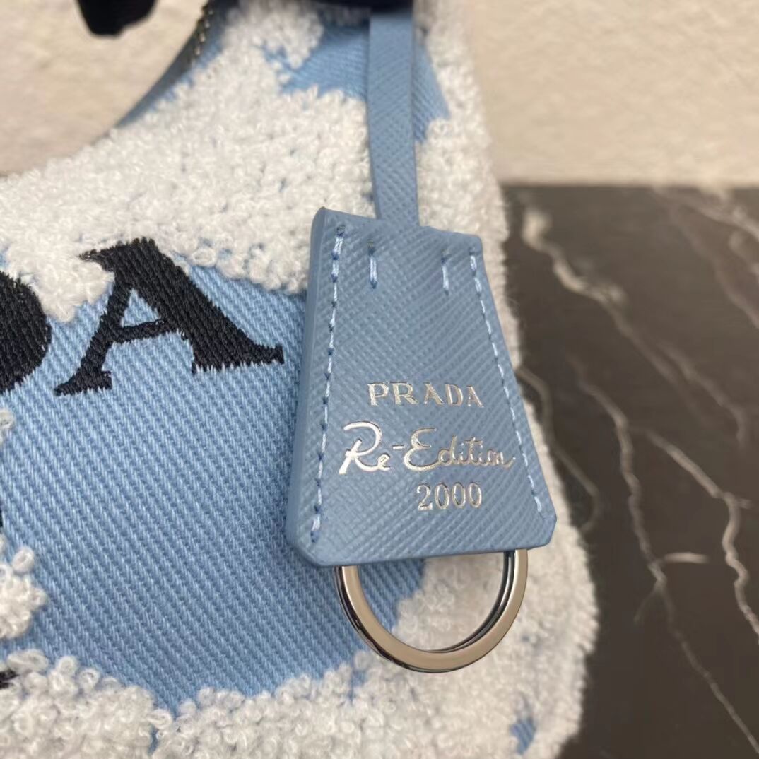 Prada Re-Edition 2000 embroidered drill mini bag 1NE515 sky blue