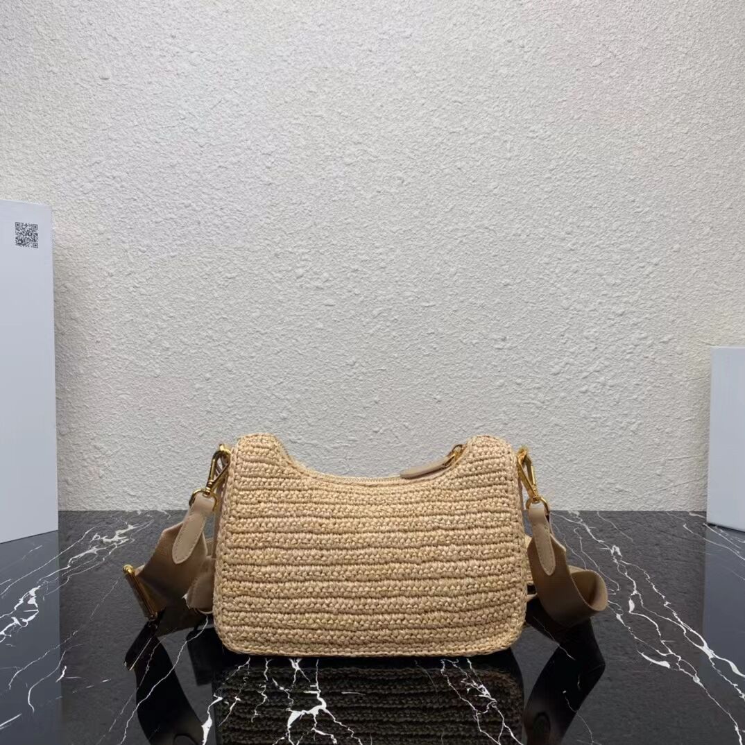 Prada Re-Edition 2005 raffia bag 1BH204 tan