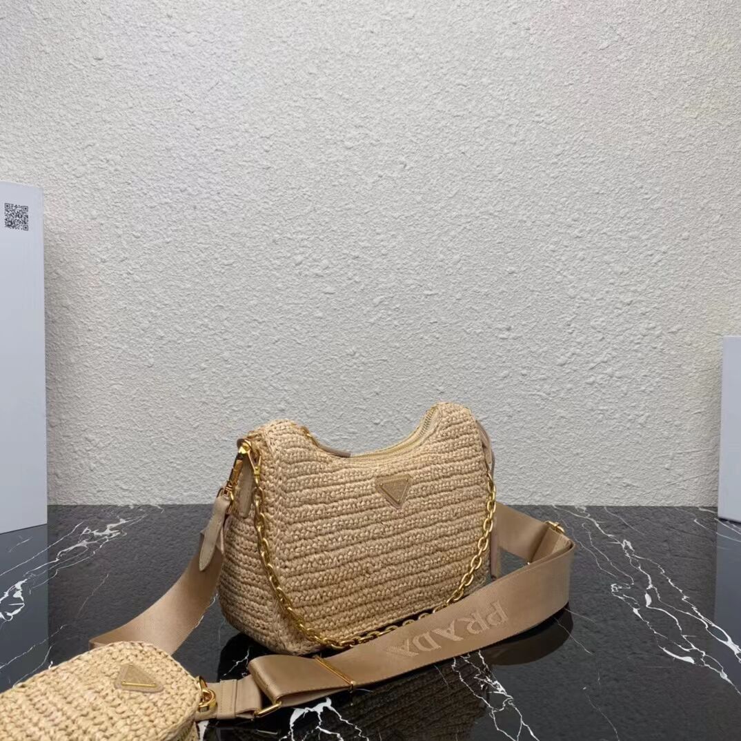 Prada Re-Edition 2005 raffia bag 1BH204 tan