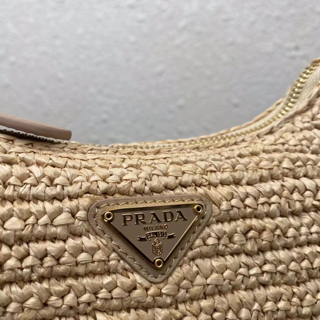 Prada Re-Edition 2005 raffia bag 1BH204 tan