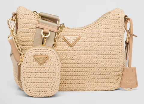 Prada Re-Edition 2005 raffia bag 1BH204 tan