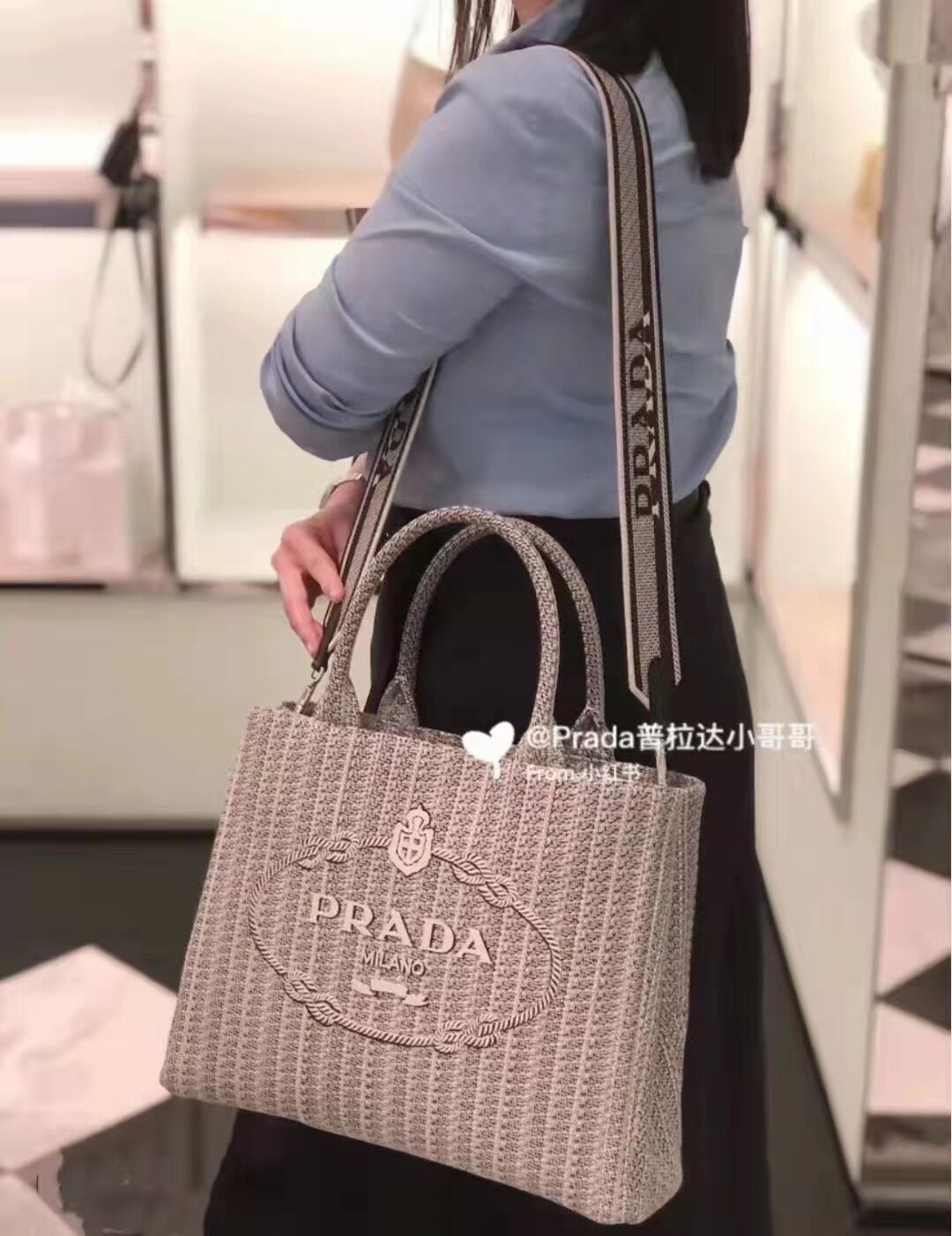 Prada SHOPPING BAG 1AV332 Black&grey