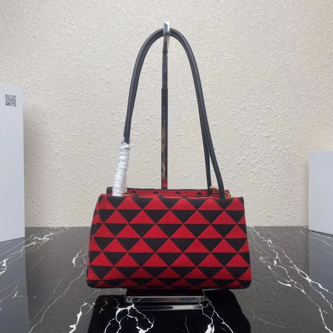 Prada Small embroidered fabric Symbole bag 1BA368 red