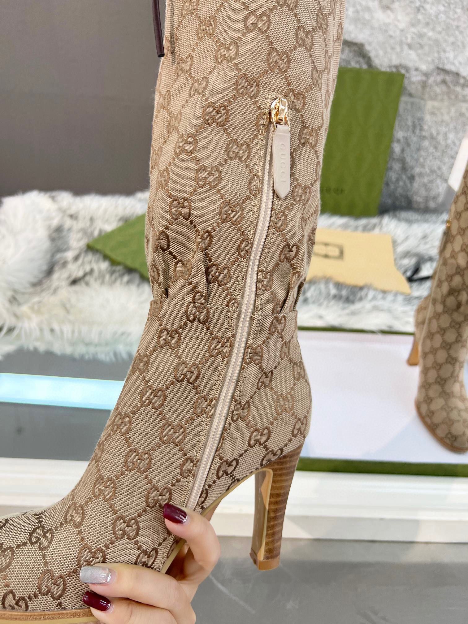 Gucci Boots 40CM Length 8.5CM Heels C7191004 Khaki