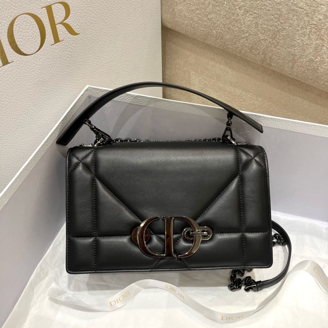 DIOR 30 MONTAIGNE POUCH WITH SHOULDER STRAP AND HANDLE S32698 BLACK