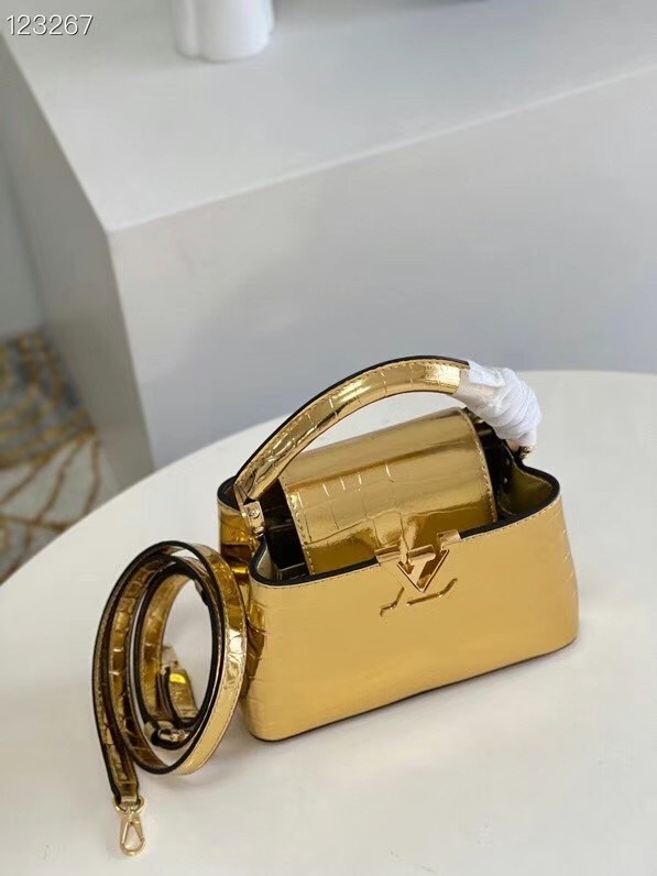 Louis Vuitton crocodile skin CAPUCINES MINI M48865 gold