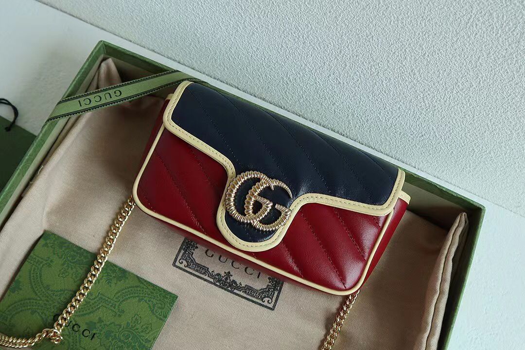 Gucci GG Marmont matelasse mini bag 446744 wine&navy