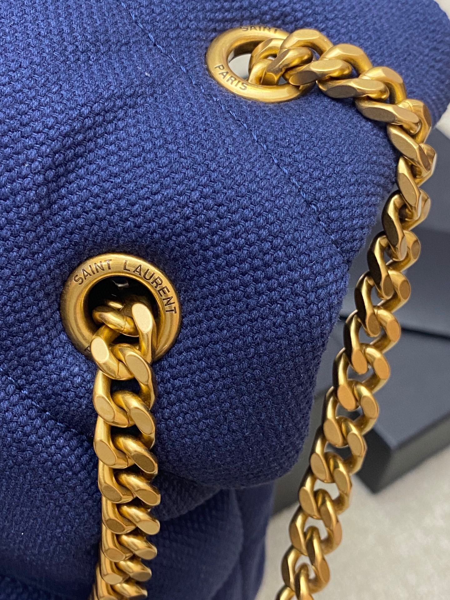 SAINT LAURENT LOULOU LARGE CHAIN BAG IN CANVAS 577475 BLUE