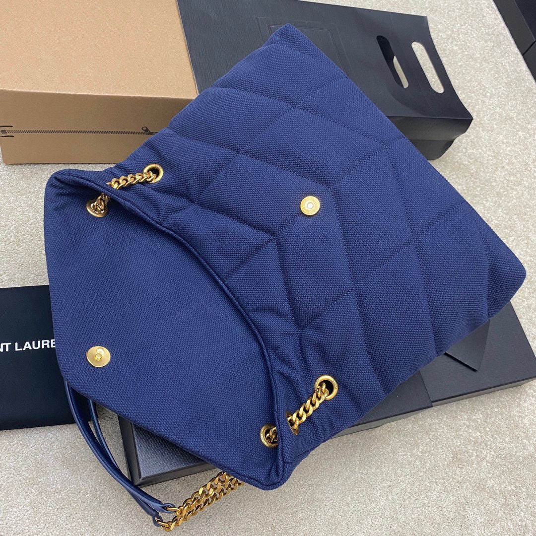 SAINT LAURENT LOULOU LARGE CHAIN BAG IN CANVAS 577475 BLUE