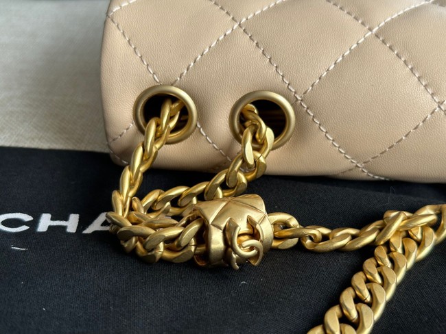 CHANEL FLAP BAG Lambskin & Gold-Tone Metal AS3609 apricot