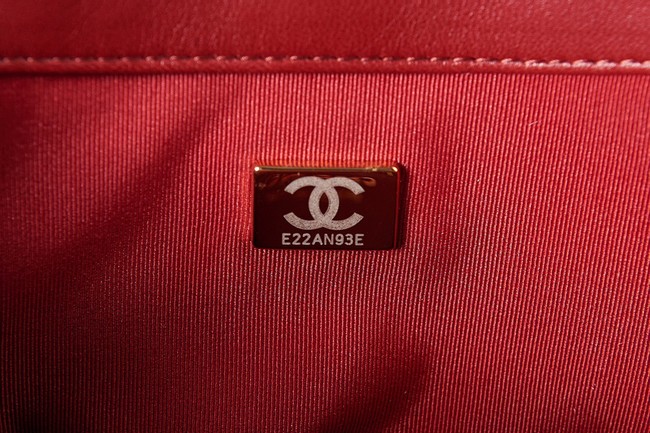 CHANEL FLAP BAG Lambskin & Gold-Tone Metal AS3609 red