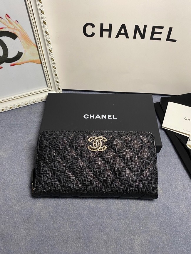 Chanel Calfskin Leather & Gold-Tone Metal AP2739 black