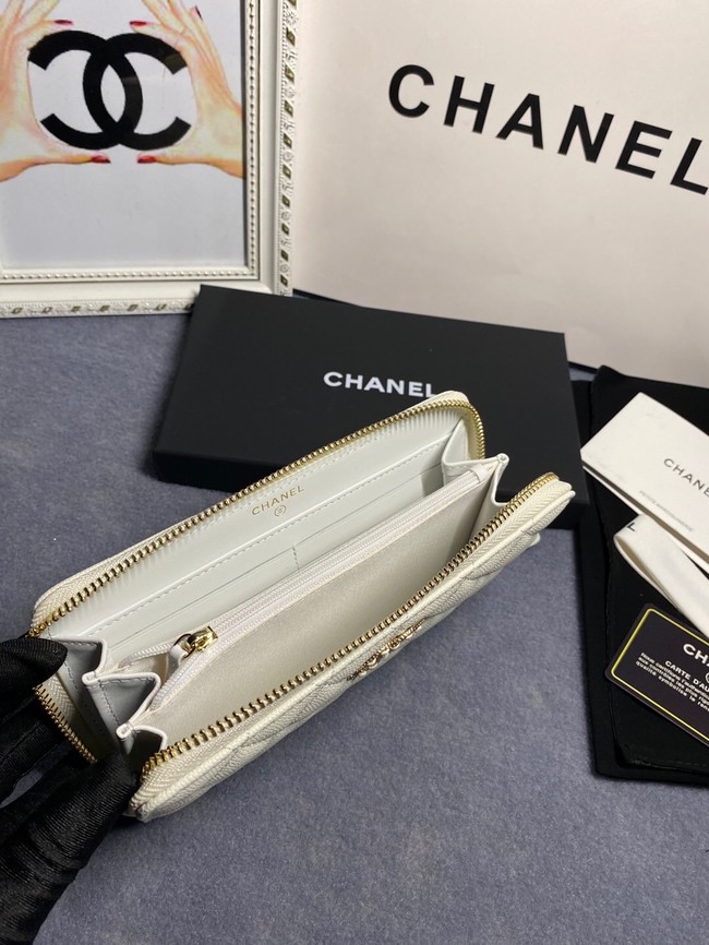 Chanel Calfskin Leather & Gold-Tone Metal AP2739 white