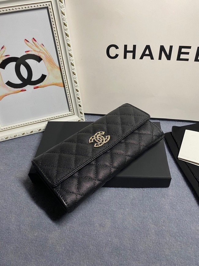 Chanel Calfskin Leather & Gold-Tone Metal AP2740  black