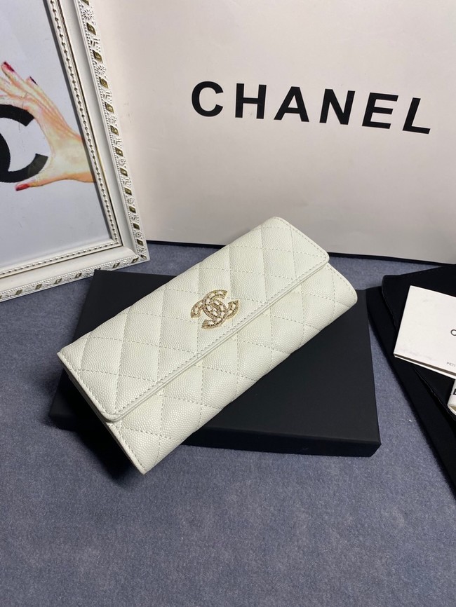 Chanel Calfskin Leather & Gold-Tone Metal AP2740 white