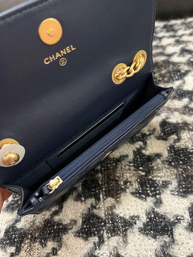 Chanel WALLET ON CHAIN Lambskin & Gold-Tone Metal 68107 dark blue