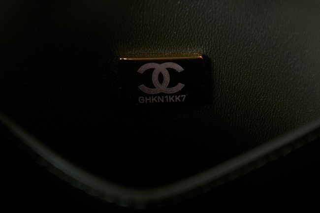 Chanel Lambskin MINI FLAP BAG AS3647 blackish green