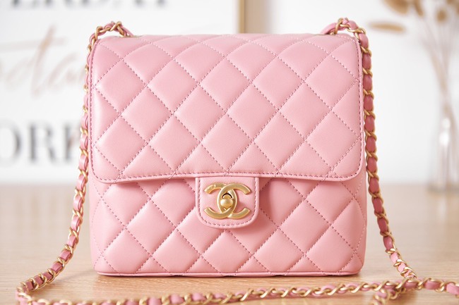 Chanel Lambskin MINI FLAP BAG AS3648 pink